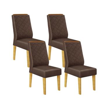 Imagem de Kit com 04 Cadeiras Lídia Cedro Veludo Moca DJ Móveis