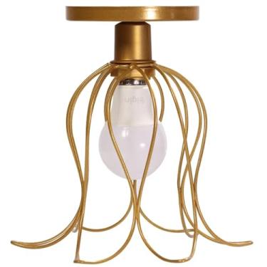 Imagem de Plafon Luminária de Teto Tulipa Aramado Lustre Redondo Aramado Sobrepor Moderno 127V/220V (Dourado)