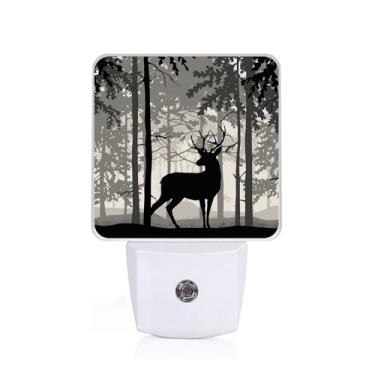 Imagem de EMXION Luz Noturna De Veado Da Floresta, Bétula Para Conectar Na Parede, Lâmpada Led, Adequada Quartos, Cozinhas, Banheiros, Etc. Sensor Automático Do Anoitecer Ao Amanhecer, Economia Energia