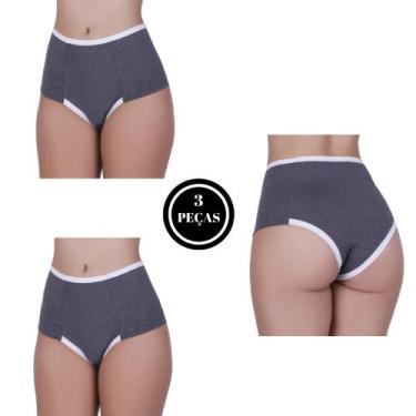Imagem de Kit 3 Calcinha Alta Compressão Cós Alto Mescla Tanga Modeladora Pós Pa