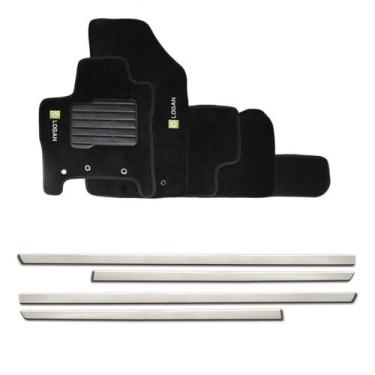 Imagem de Friso lateral cromado universal 4p - nk0898 + tapete bordado novo loga