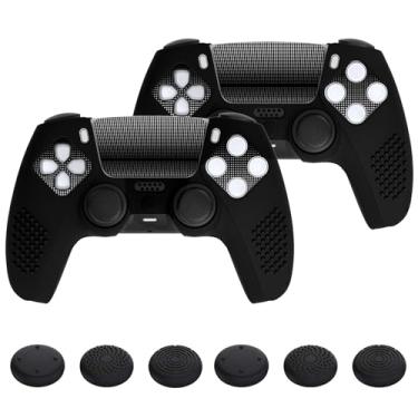 Imagem de PlayVital Pacote com 2 capas para controle ps5 | Base de carregamento compatível com base de carregamento, edição cravejada 3D atualizada, capas protetoras macias antiderrapantes com 12 alças de