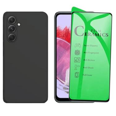 Imagem de Kit Proteção para Samsung Galaxy M34, Capa Aveludada Premium com Proteção para Câmera + Película de Proteção Cerâmica 9D, Preto