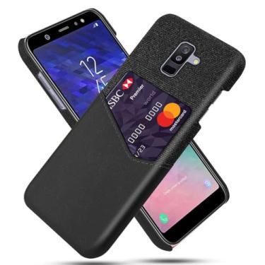 Imagem de Capa para Samsung Galaxy A6 PLUS(2018),Tela e tampa de couro PU,Anti-deslizante,Resistência à impressão digital,Caso de proteção de 360°com 1 slot de cartão atrás-Black