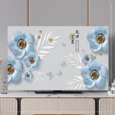 Imagem de Capa de TV para ambientes internos 81.3 cm-203.2 cm Capas de poeira para TV de poliéster à prova de poeira protetor de tela curva para pendurar na parede para televisões computador LED LCD-Blue-3||