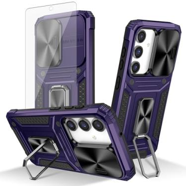 Imagem de Asuwish Capa de telefone para Samsung Galaxy S23 FE 5G com capa deslizante para câmera de vidro temperado protetor de tela suporte suporte robusto fino protetor de celular à prova de choque S 23 EF