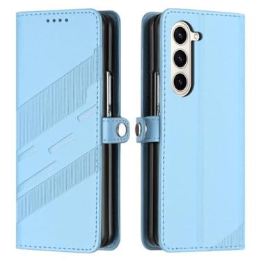 Imagem de HAO RIYLN Capa flip para Samsung Galaxy Z Fold6, capa de telefone com fecho magnético com compartimentos para cartões, capa de couro à prova de choque, cromada, Z FOLD6