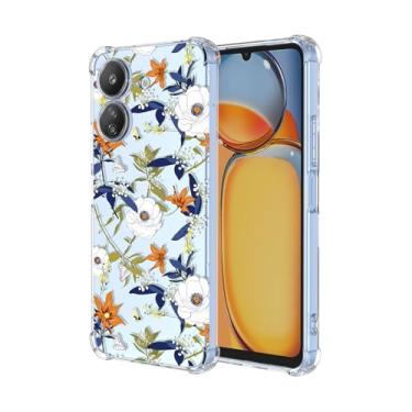 Imagem de OEURVQO Capa para Xiaomi Redmi 13C 4G Poco C65 com estampa floral transparente TPU macio à prova de choque capa protetora para celular para Xiaomi Redmi 13C 4G (flores coloridas)