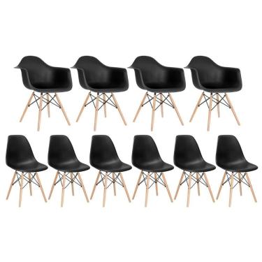 Imagem de Kit 4 Cadeiras Eames Daw Com Braços + 6 Cadeiras Dsw Preto