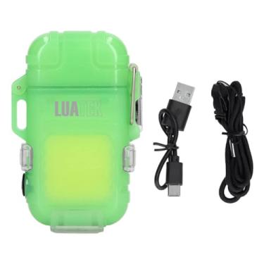 Imagem de Isqueiro Verde de Plasma com Lanterna Recarregável Resistente A Vento Forte Usb-C A Prova D'água Isqueiros Elétricos à Prova de Vento Para Atividades ao Ar Livre Acampamento Caminhada Camping