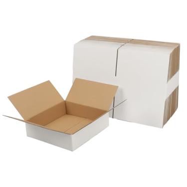 Imagem de CRUGLA Conjunto de 40 caixas brancas de papelão ondulado branco 7 x 7 x 2 para pequenas empresas