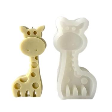 Imagem de CVZQTE Moldes de resina em forma de animal para artesanato faça você mesmo, vela, sabonete, bolo, fondant, decorações para assar, moldes de vela de dinossauro, girafa 2