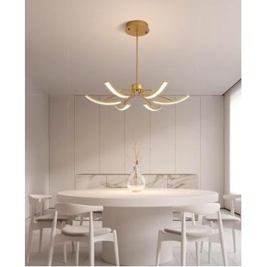 Imagem de Lustre Led Regulável Lustre De Sala De Estar Com Controle Remoto Lustre De Forma Versátil Luz De Sala De Jantar Para Sala De Estar, Quarto, Cozinha, A-golden