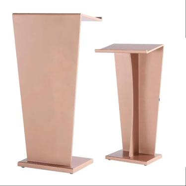 Imagem de Pódio Moderno Mdf Podium Stand Púlpito De Igreja Portátil Mesa De Apresentação De Chão Mesa De Recepção Para Sala De Aula Escritório Restaurante, Rose Gold