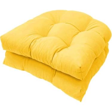 Imagem de Almofada Em Forma De U Almofada De Assento De Sofá Para Uso Interno E Externo Almofada De Cadeira De Vime De Vime Para Móveis De Pátio, Yellow, 2 pack (48 * 48cm)