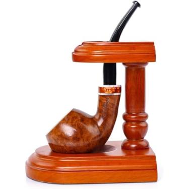 Imagem de Suporte De Madeira Do Suporte Da Tubulação De Tabaco, Cremalheira De Exposição Da Tubulação De Tabaco Para 1 Cachimbo De Fumo, Color 2, 10.2X9.9X7.8CM