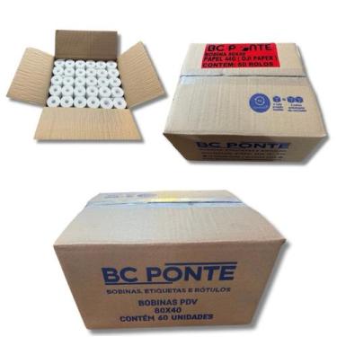Imagem de Bobina Térmica 80x40mm Branca  Caixa Com 60 Rolos Para Impressora de N