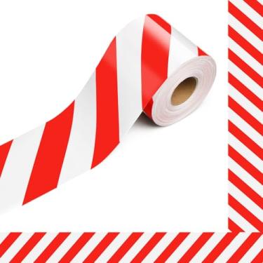 Imagem de Tenceur Bordas de quadro de avisos de Natal de 197 metros, autoadesivas, vermelhas, brancas, listradas, para sala de aula, quadro de cortiça, decoração de mesa, artigos de festa de Natal