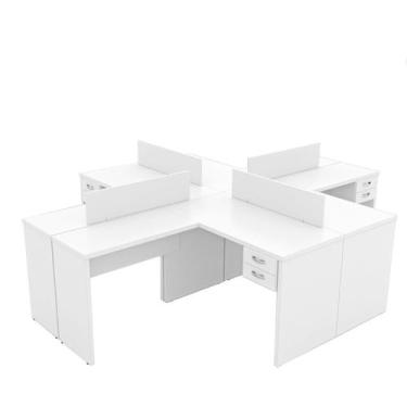 Imagem de Estação de Trabalho com 4 Escrivaninhas em L Office - Netmobil