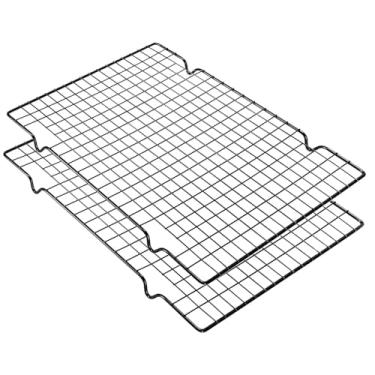Imagem de VNIMTI Rack de resfriamento de 2 conjuntos, rack de arame de resfriamento de biscoito para cozinhar, assar, assar, grelhar, secar, grelha segura para forno, grade quadrada pequena de 40,64 x 25,4 cm
