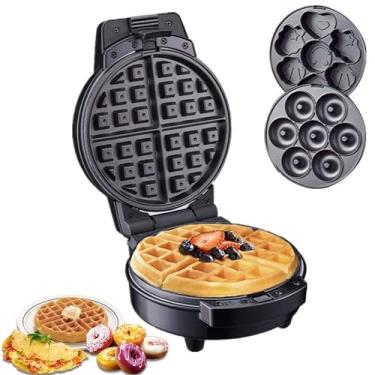 Imagem de KOLENSA Máquina De Fazer Donuts, Elétrica 3 Em 1 Para Lanches Bolo, Torradeira Sobremesa Removível Sanduíches Waffle, Com Placas Antiaderentes Removíveis E Intercambiáveis, Uso No Café Da Manhã Chá
