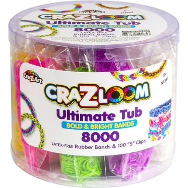 Imagem de Cra Z Art Cra-Z-Loom Ultimate Tub 8000 Latex Free Rubber Bands and 100 “S” Clips for Making Crafts in Bold and Bright Colors, multi
