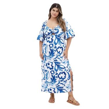 Imagem de City Chic Vestido feminino plus size - Nala Midi, Santorini Prt, 58
