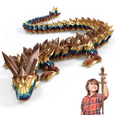Imagem de Dragon Toy FOTN impresso em 3D, articulado, 76 cm, ouro cáqui