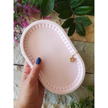 Imagem de Bandeja Bubble Oval - Diversas Cores - Artesanal - Para decoração, porta joia, acessórios (Rosa Claro)