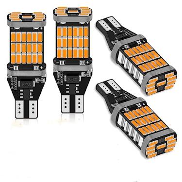Imagem de Alopee Lâmpada LED 922 Âmbar Sinais de Direção Sem Polaridade Canbus Sem Erros W16W Lâmpada LED para 921 912 T15 906 Luzes Piscadoras 45SMD 4014 Chips 12~18V DC Pacote com 4