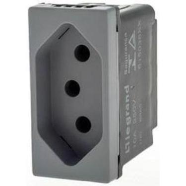 Imagem de Modulo Tomada 2P+T 10A Pial Plus+ Legrand Cinza Acetinado