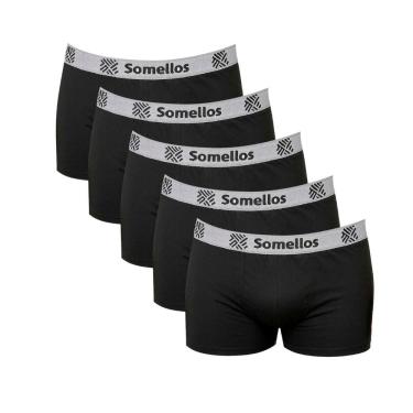 Imagem de Kit 5 Cuecas PLUS SIZE EXG2 Somellos Boxer Preta Microfibra