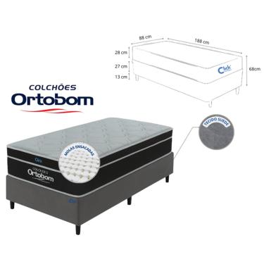 Imagem de Colchão Ortobom Molas Ensacadas com Base Box Suede Blindada – Conforto e Durabilidade
