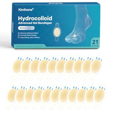 Imagem de Kimihome Curativos De Gel Para Bolhas - 21 Unidades Hidrocoloide Pés, Almofadas, Adesivos Resistentes À Água Calcanhar, Dedos E Prevenção Recuperação (Pacote Dedos)