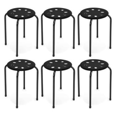 Imagem de Stack Stools COSTWAY, pacote com 6, 44,45 cm de plástico com estrutura
