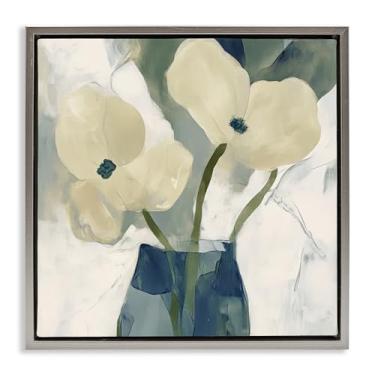 Imagem de Stupell Industries Design de arte de parede simples com pétalas amarelas cinza emoldurado por Elara Yasna, 45,7 x 45,7 cm