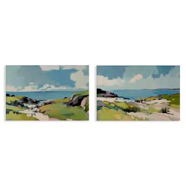 Imagem de Stupell Industries Conjunto de arte de parede em tela de paisagem Breezy Bay de 2 peças por Elara Yasna, 40 x 61 cm