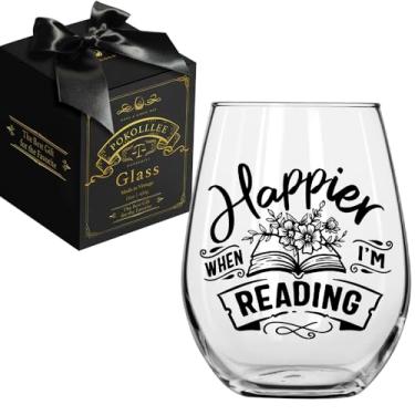 Imagem de Pokolllee Presentes de taça de vinho para amantes de livros bibliotecários, acessórios de livros presente de apreciação de bibliotecário, presente de aniversário do clube do livro para leitores