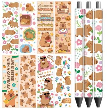 Imagem de Peacoblue Adesivo de transferência UV DTF para canetas, porquinho-da-índia - 48 peças à prova d'água impressão HD UV DTF caneta adesivos adesivos para caneta lápis personalizada faça você mesmo