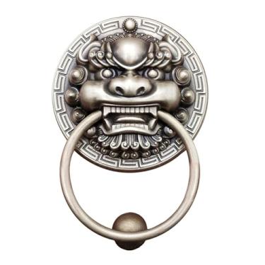 Imagem de Aldrava de porta de metal latão retrô antigo puxador de gaveta de porta de armário anel de cobre cabeça de animal aldrava para decoração de casa