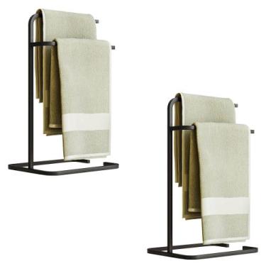 Imagem de Kit 2 Porta Toalhas de Rosto Eleganza Metal Preto - Pallazio