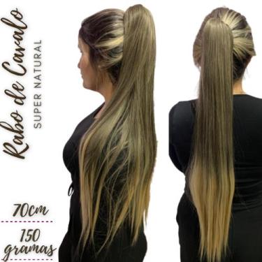 Imagem de Aplique Rabo De Cavalo Fibra Orgânica Ombre Loiro 70cm - Weng