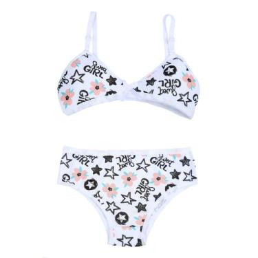 Imagem de Kit 5 Conjuntos Menina Moça Infantil Estampado Sem Bojo Com Espuma - E
