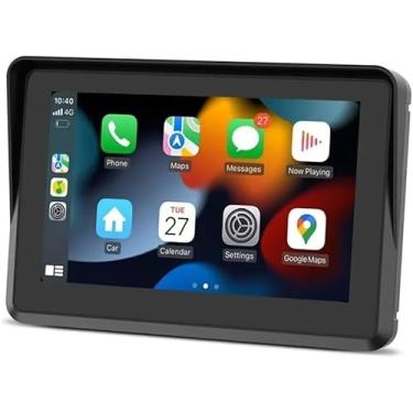 Imagem de Multimídia MP5 para Moto 5” Touch IPS Bluetooth CarPlay Android Auto Resistente Água IP67 GPS Preto