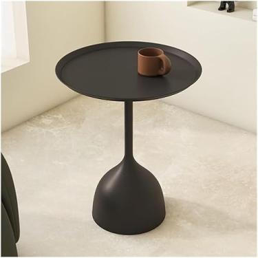 Imagem de Mesa De Cabeceira Redonda, Pequena Mesa De Café Para Espaço Estreito E Pequeno Mesa De Canto Sofá Mesa De Cabeceira Decoração De Casa Para Sala De Estar Varanda Quarto Escritório, Black, 40 * 60