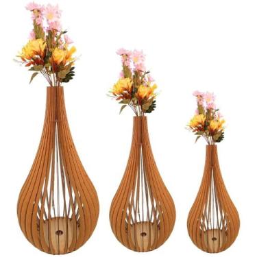 Imagem de Vaso de Chão Decorativo Grande CAPADÓCIA MDF - LENOBRE, MDF CRU, Kit c