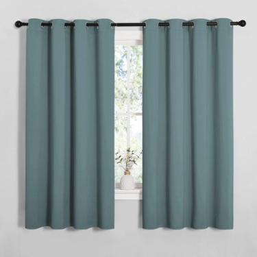 Imagem de Cortinas Blackout NICETOWN, azul acinzentado moderno, 140x173cm, 2 pai