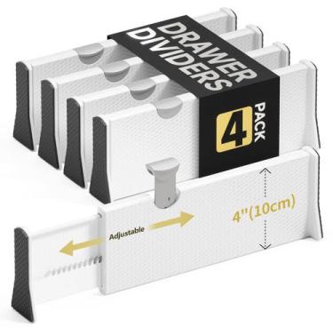 Imagem de Organizador de divisórias de gaveta NTQNOIKA, pacote com 4, ajustável 