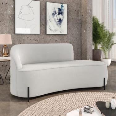 Imagem de Sofá 3 Lugares Orgânico 180cm Pé Ferro Preto Morgan Veludo Cinza - D R