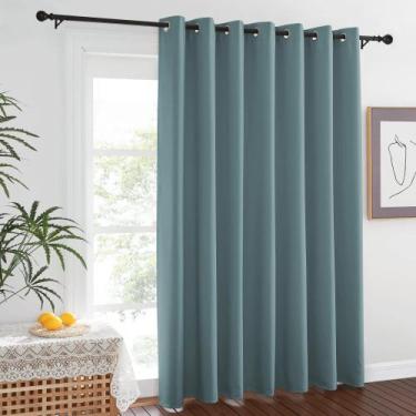 Imagem de Cortina Blackout NICETOWN para porta francesa W100xL84cm azul acinzent